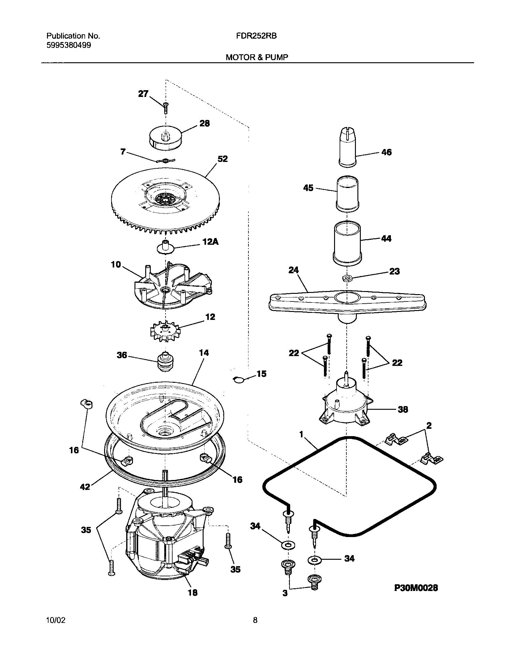 FDR252RBS1 Motor Pump Electrolux Appliance Parts