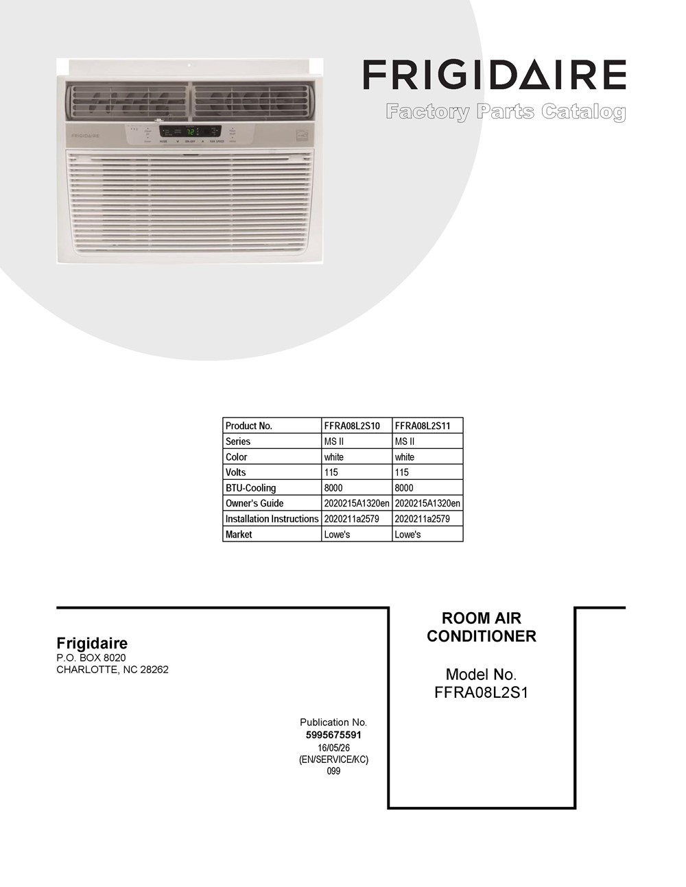 frigidaire ffra08l2s1