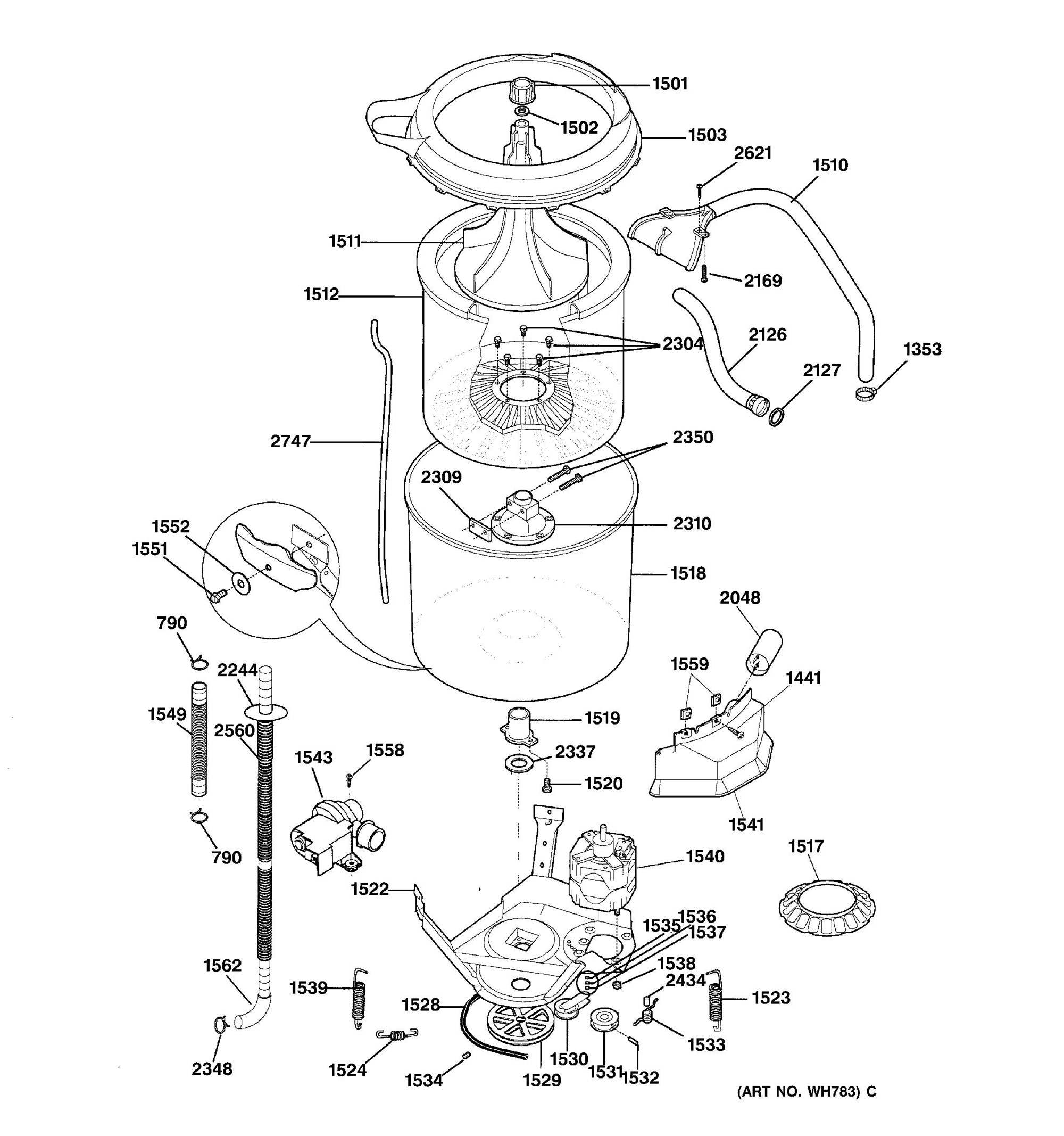 Wsm2700tewwb Washer Motor Tub General Electric Appliance Parts General Electric Appliance Parts