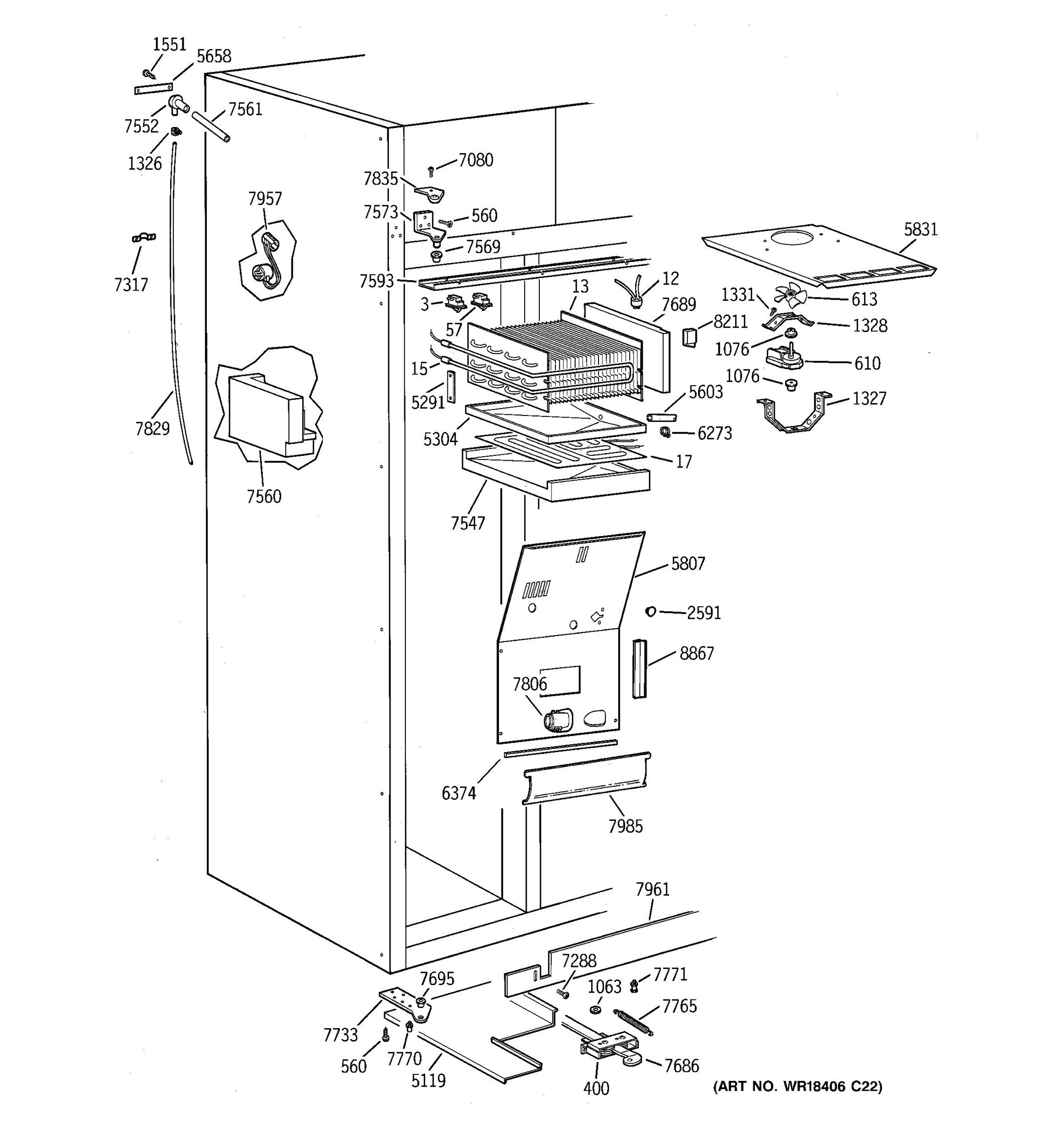 ZISS48NCASS Freezer Section General Electric Appliance Parts