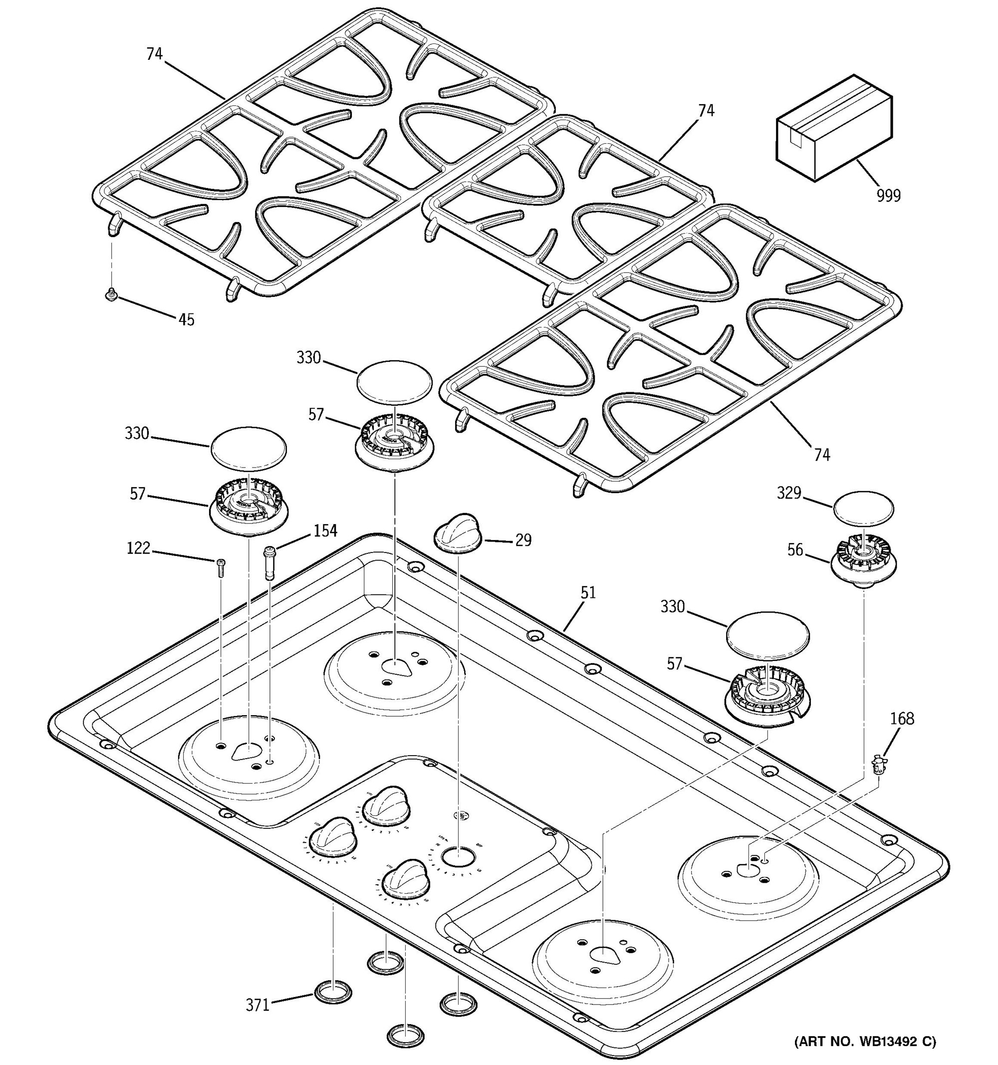 JGP628SEK2SS Control Panel & Cooktop General Electric Appliance Parts