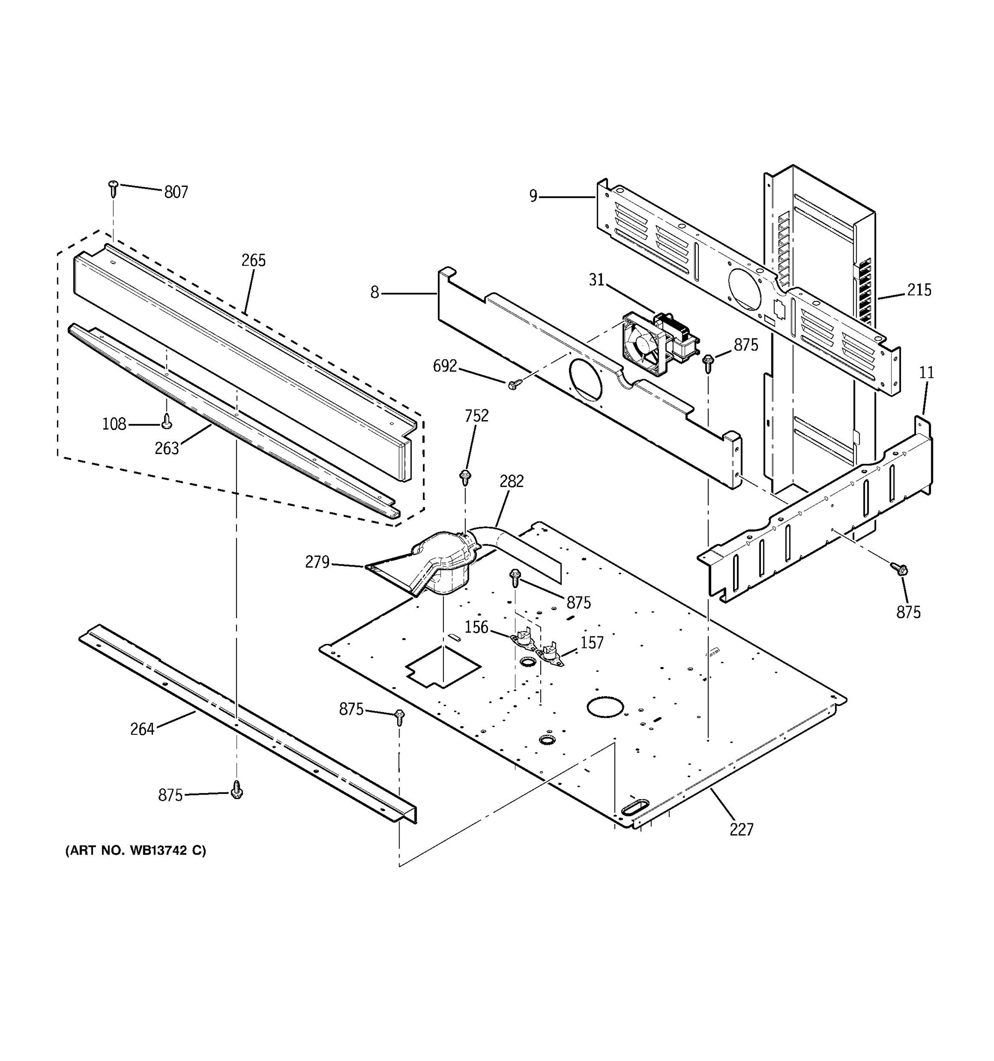 JT952SK4SS Center Spacer General Electric Appliance Parts