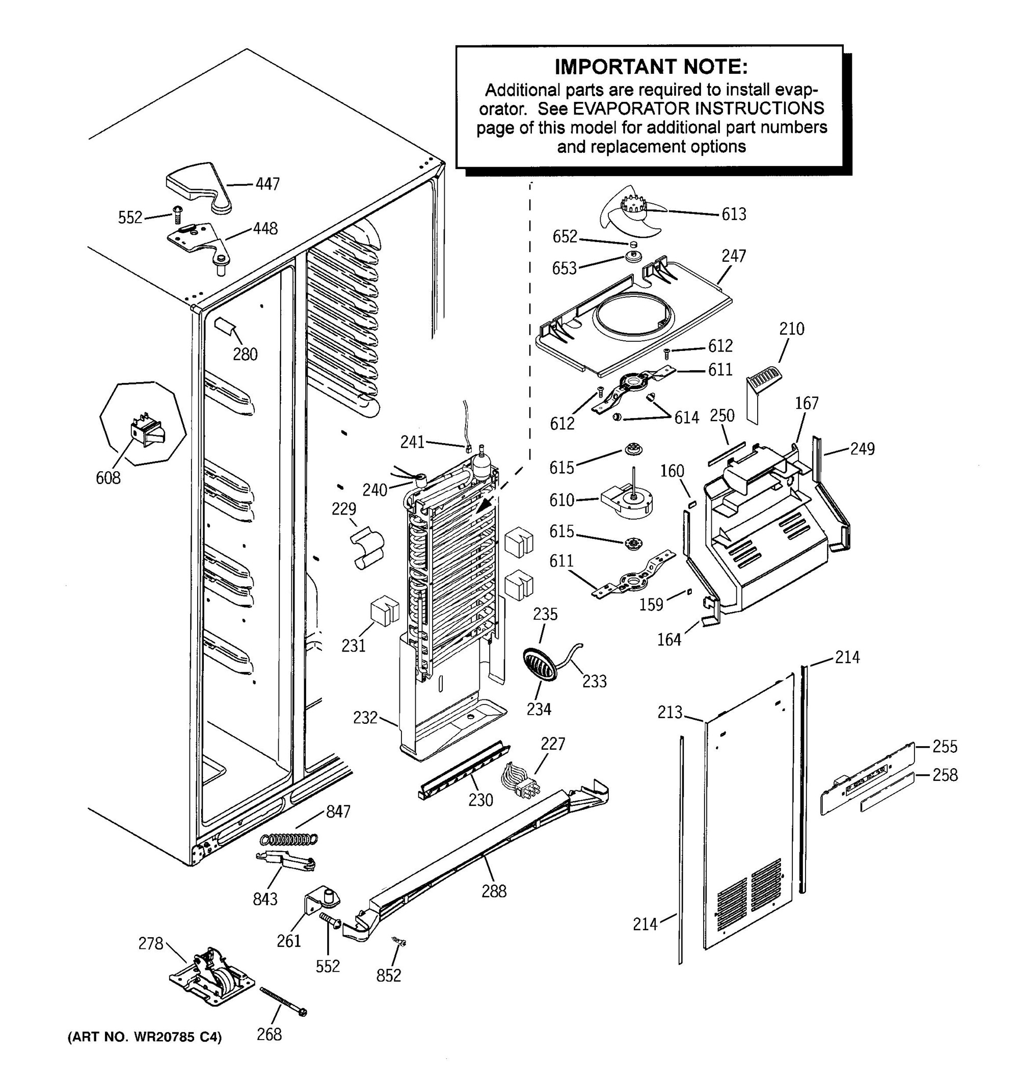 DSE26JSEBCSS Freezer Section General Electric Appliance Parts