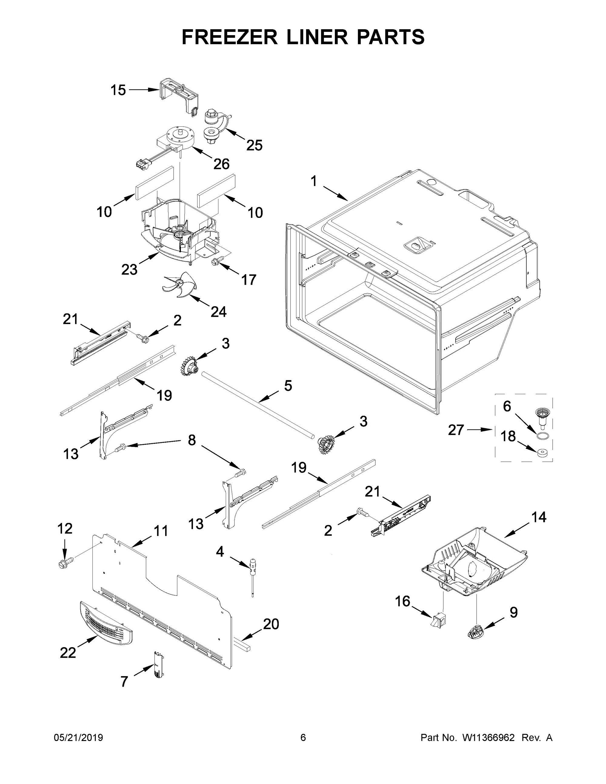 MFI2269FRZ04 Freezer Liner Parts Maycor Appliance Appliance Parts