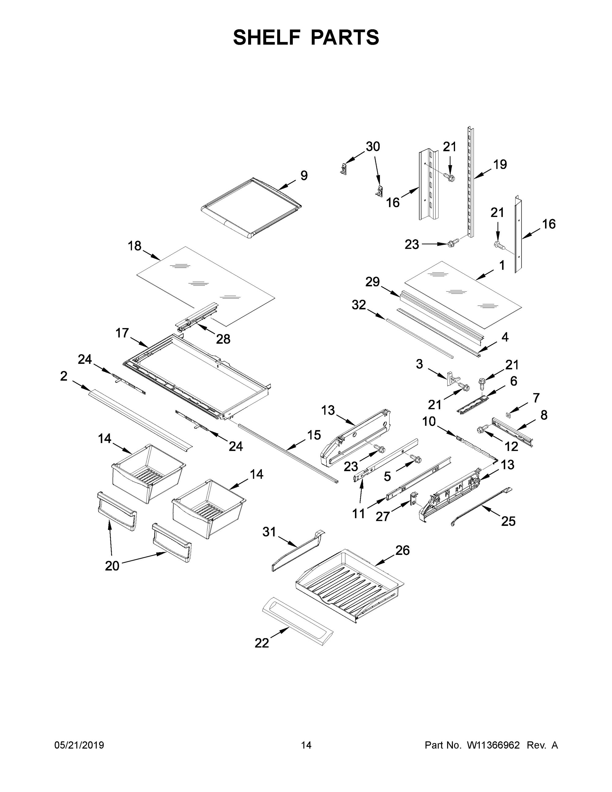MFI2269FRZ04 Shelf Parts Maycor Appliance Appliance Parts