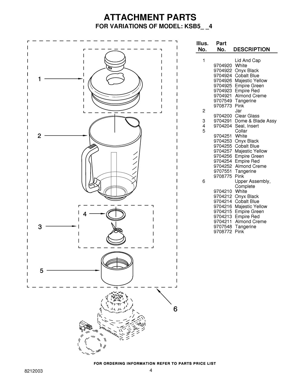 KSB5OB4 / KitchenAid Blender Parts & Free Repair Help - AppliancePartsPros