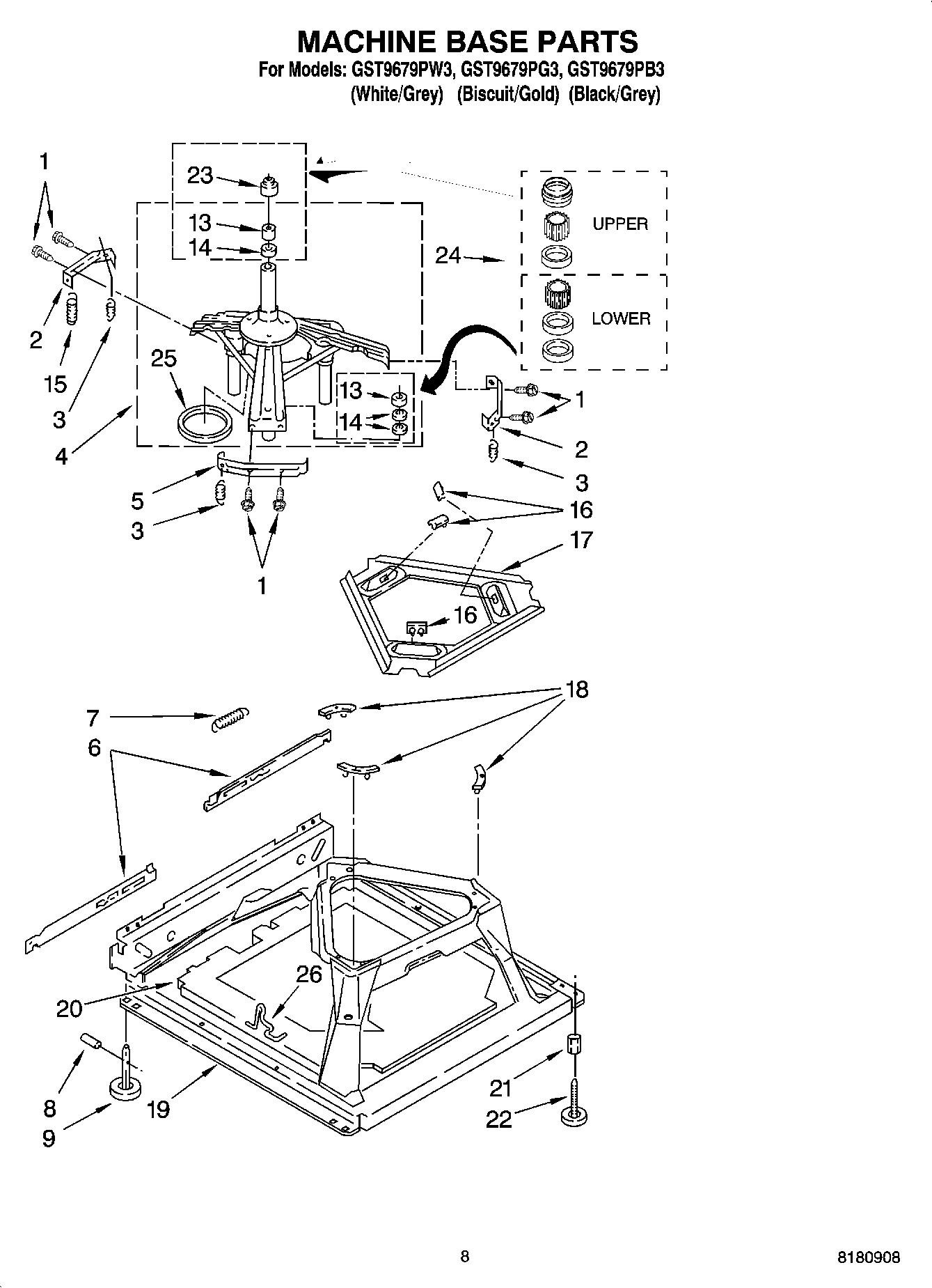 GST9679PW3 | Machine Base Parts | Washer | Gold Series Top Load
