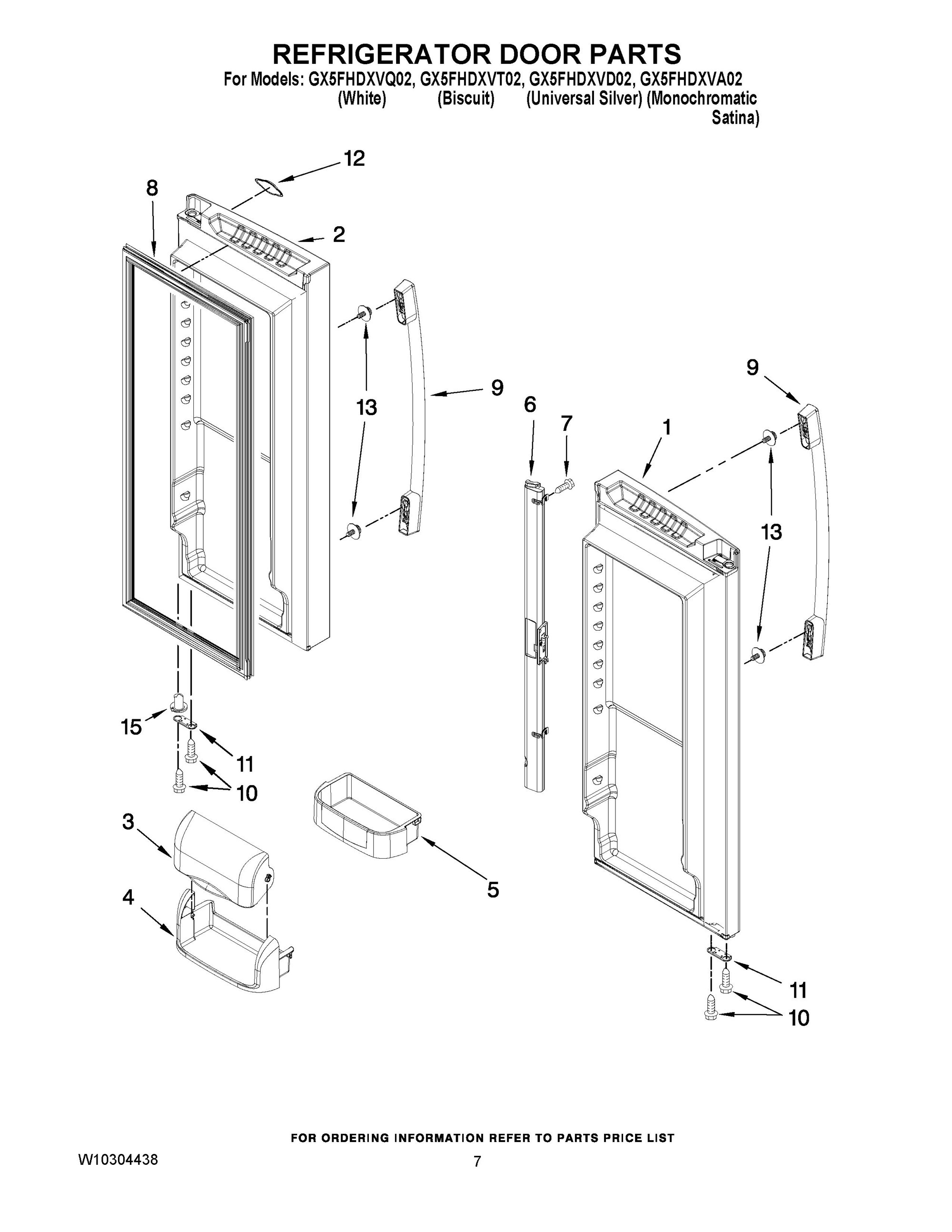 GX5FHDXVQ02 Refrigerator Door Parts Whirlpool Corporation