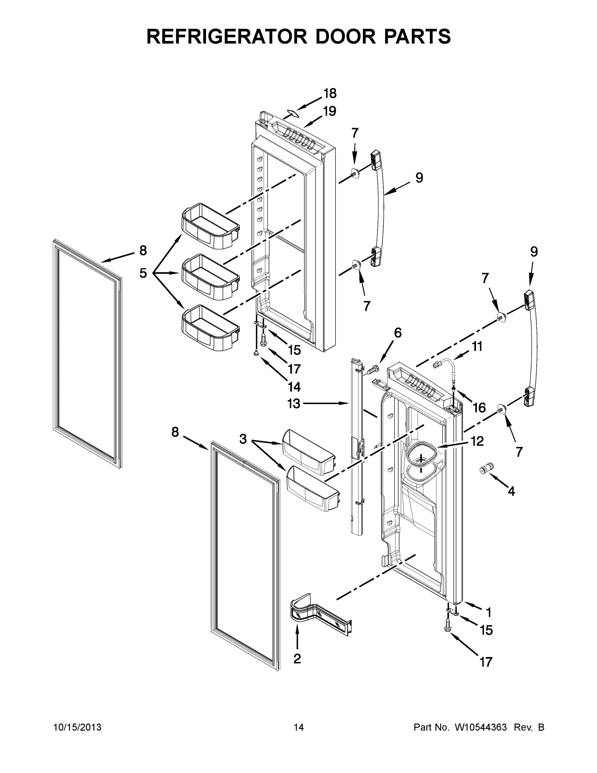 GZ25FSRXYY5 Refrigerator Door Parts Whirlpool Corporation