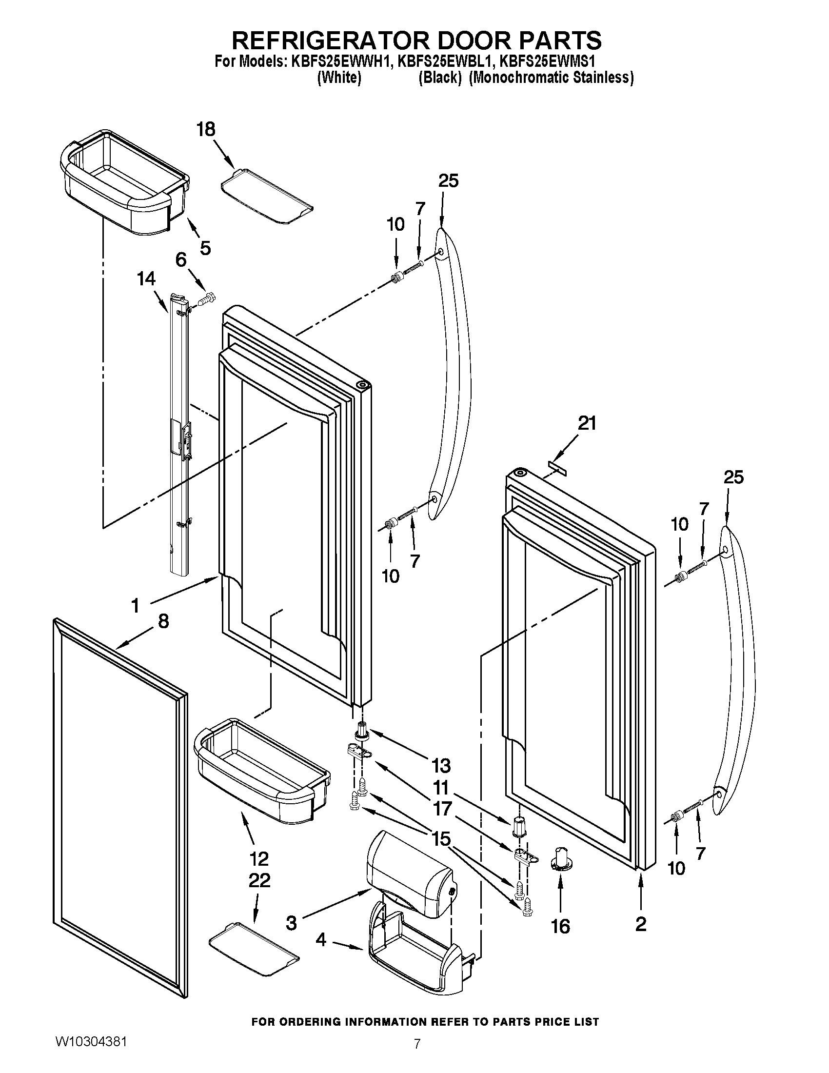 KBFS25EWMS1 Refrigerator Door Parts Refrigerator French Door