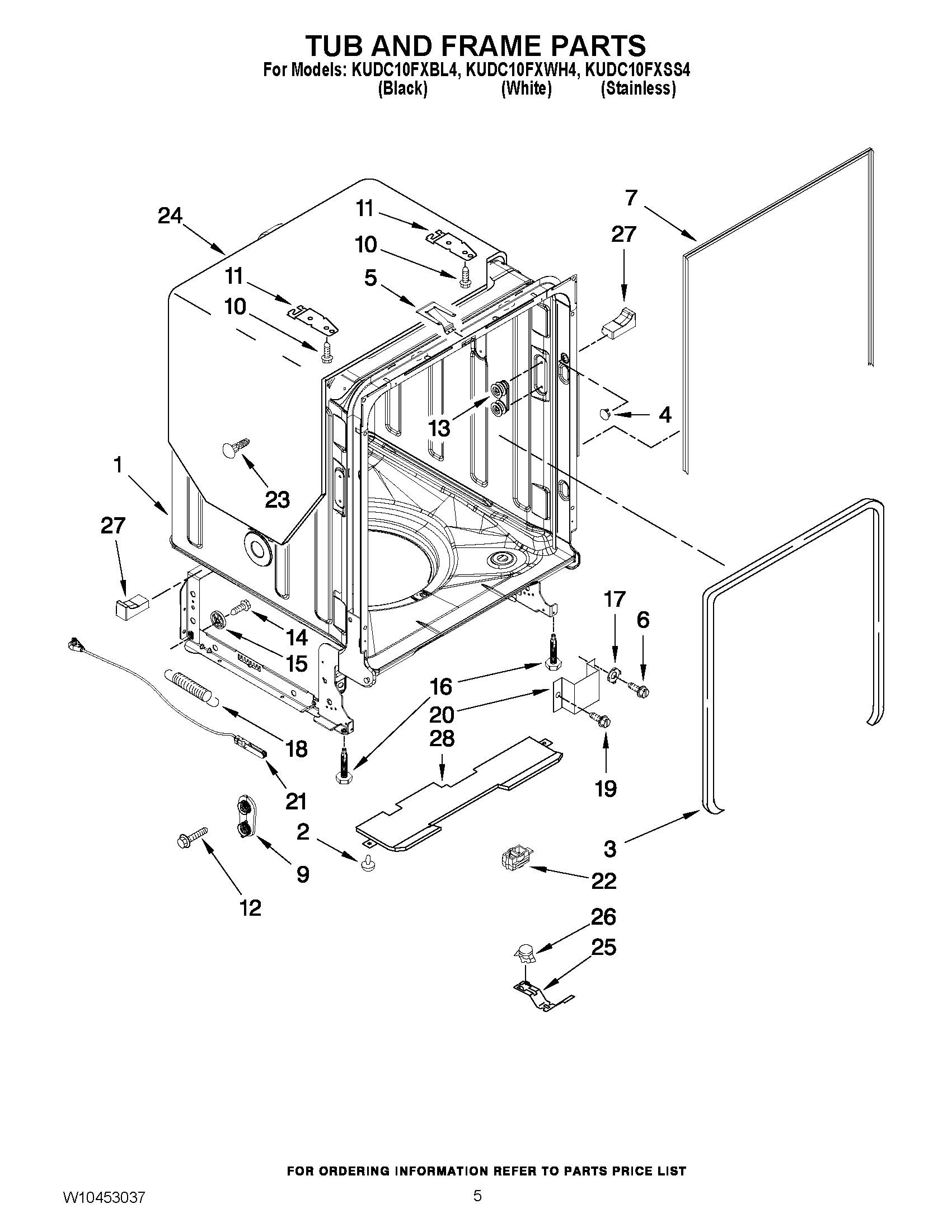 KUDC10FXSS4 Tub And Frame Parts Undercounter Dishwasher Architect