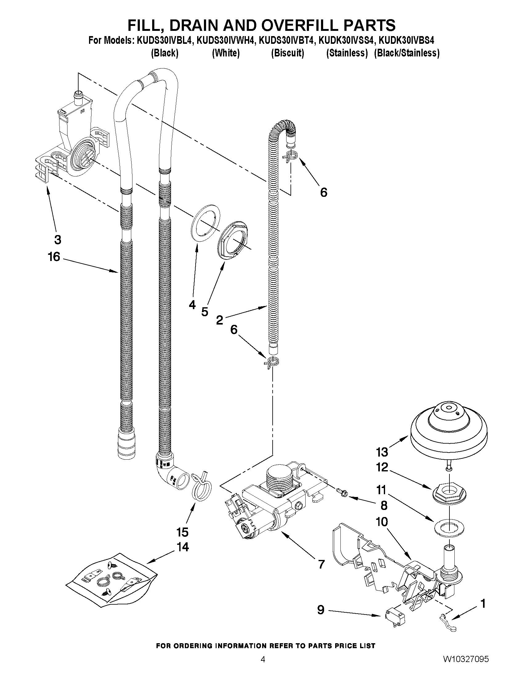 KUDS30IVBL4 Fill, Drain And Overfill Parts Undercounter Dishwasher
