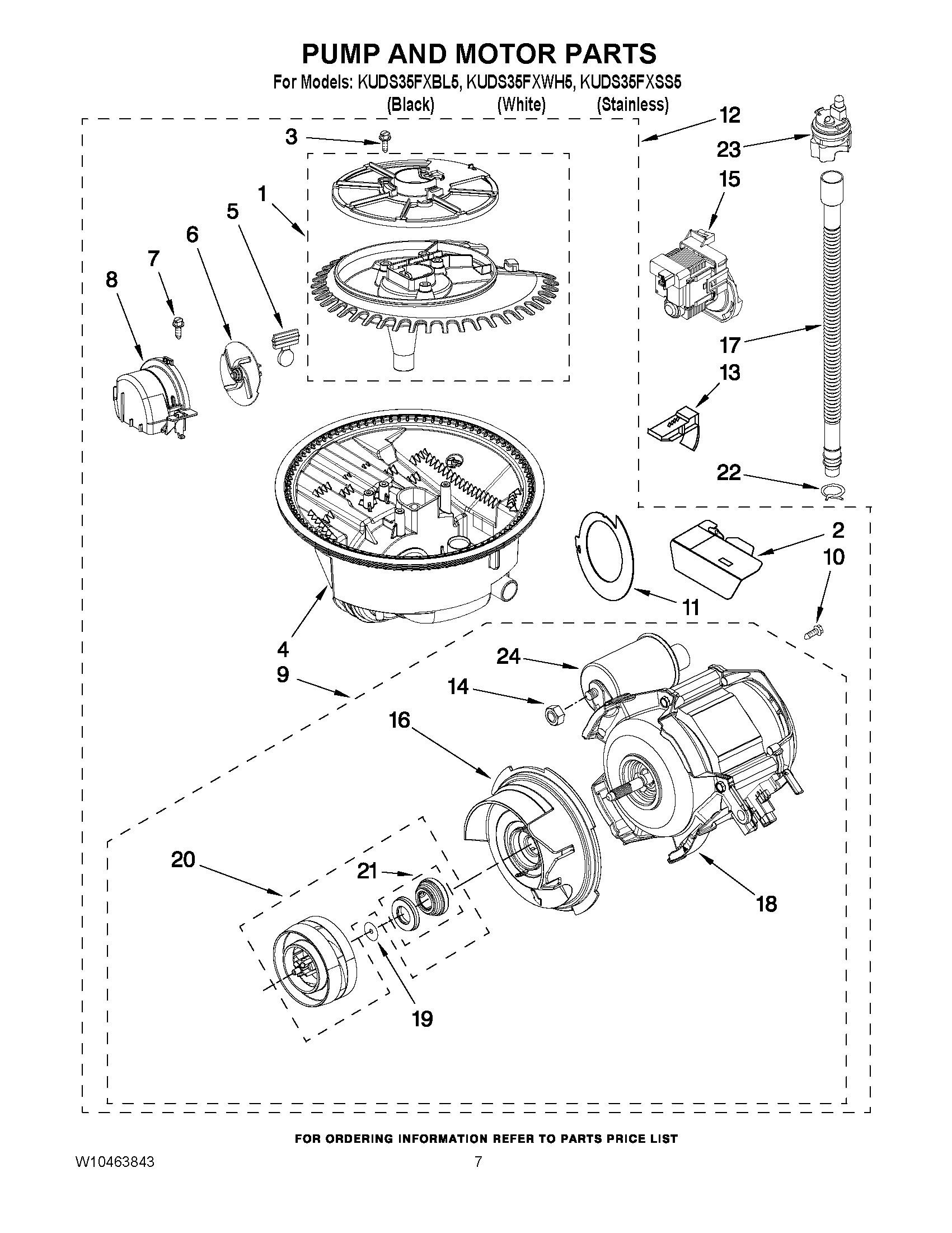 KUDS35FXSS5 Pump And Motor Parts Undercounter Dishwasher 4 Cycle 6 Option Architect Series