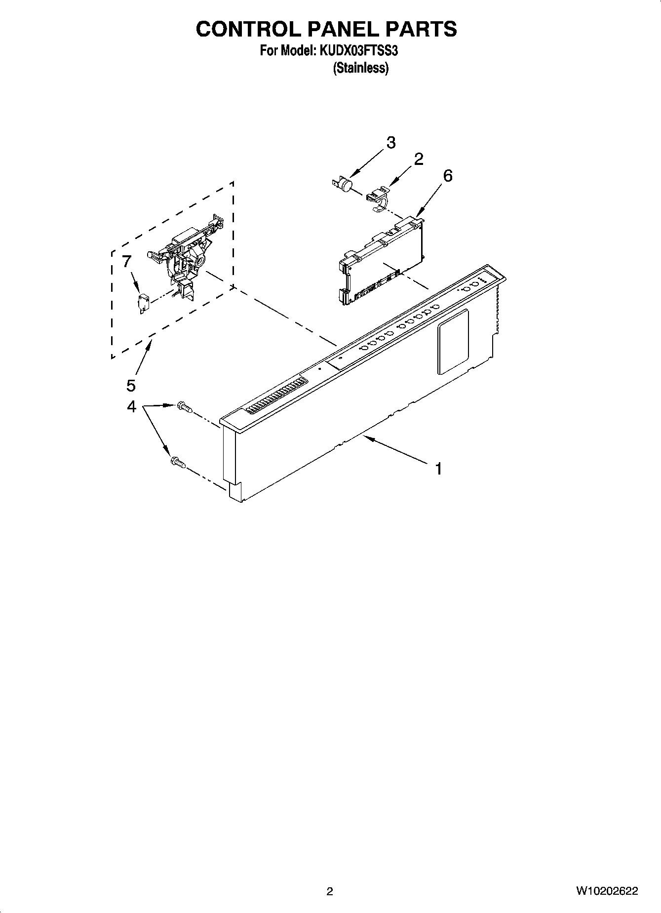 KUDX03FTSS3 Control Panel Parts Undercounter Dishwasher BuiltIn