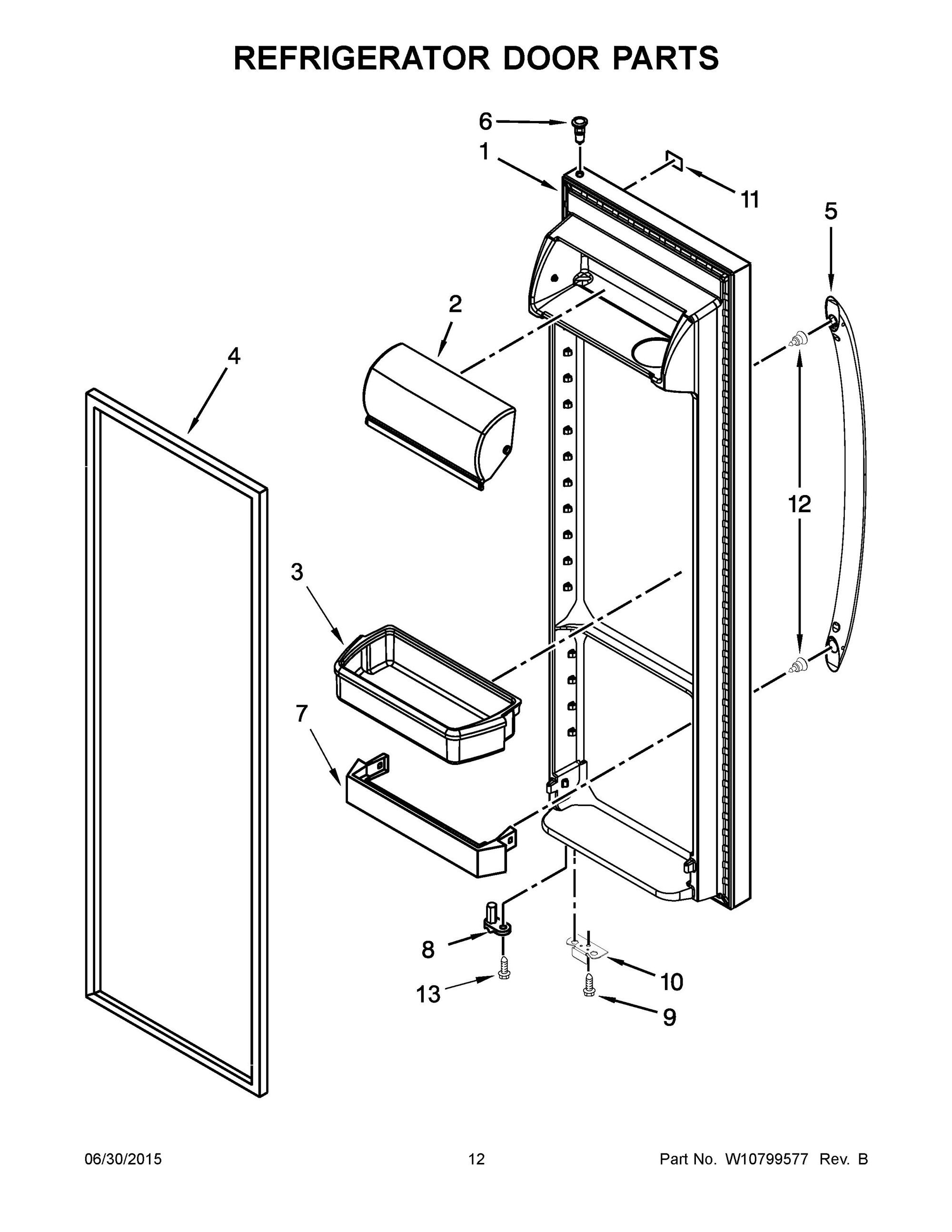 WRS322FDAM04 Refrigerator Door Parts Whirlpool Corporation