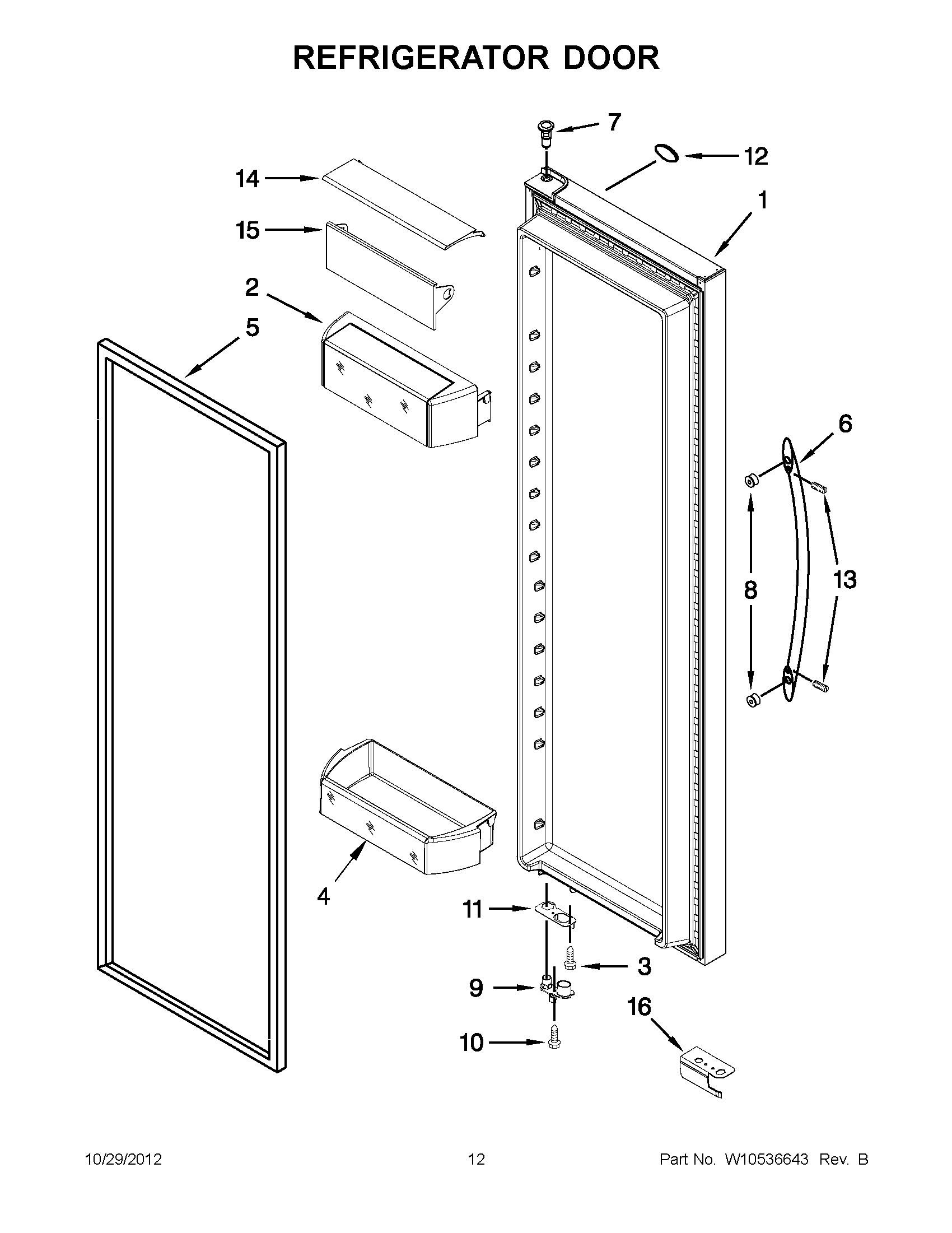 WRS965CIAE00 Refrigerator Door Whirlpool Corporation