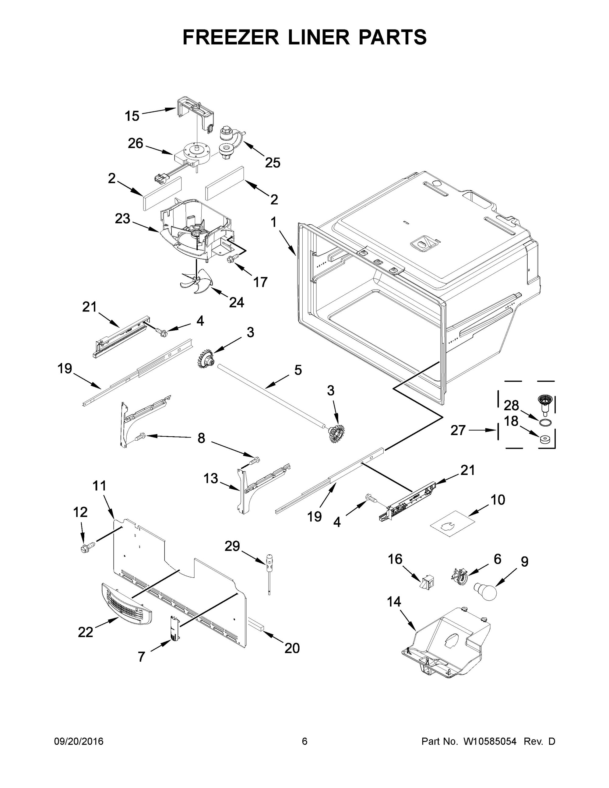 WRX735SDBM00 Freezer Liner Parts Whirlpool Corporation Appliance