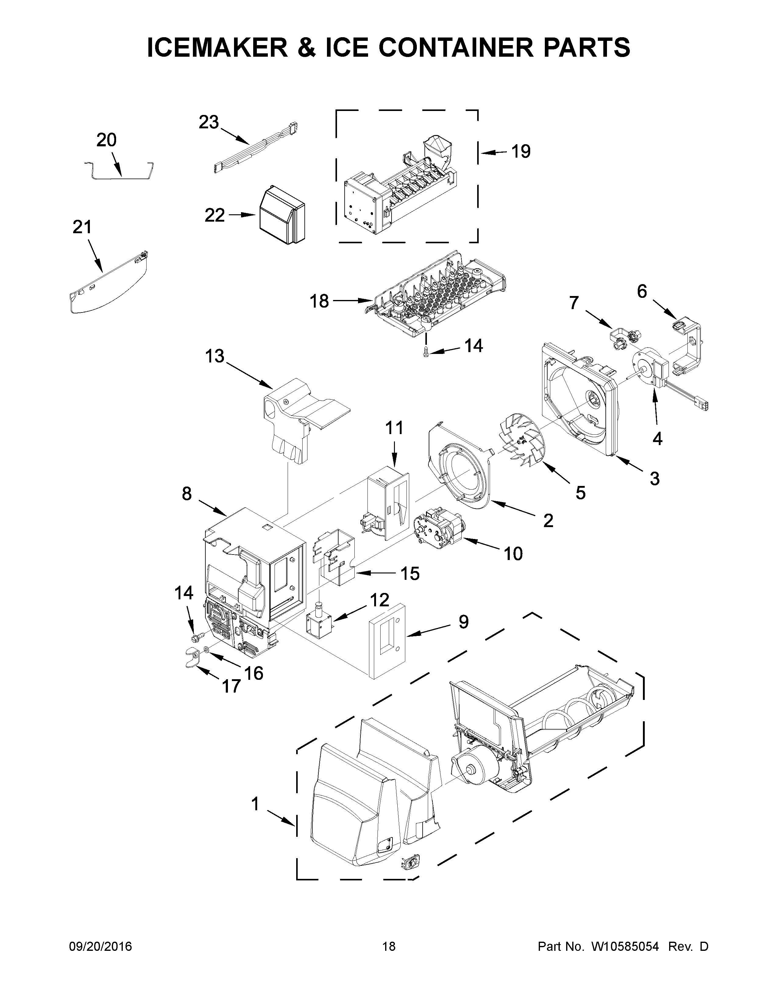 whirlpool icemaker parts