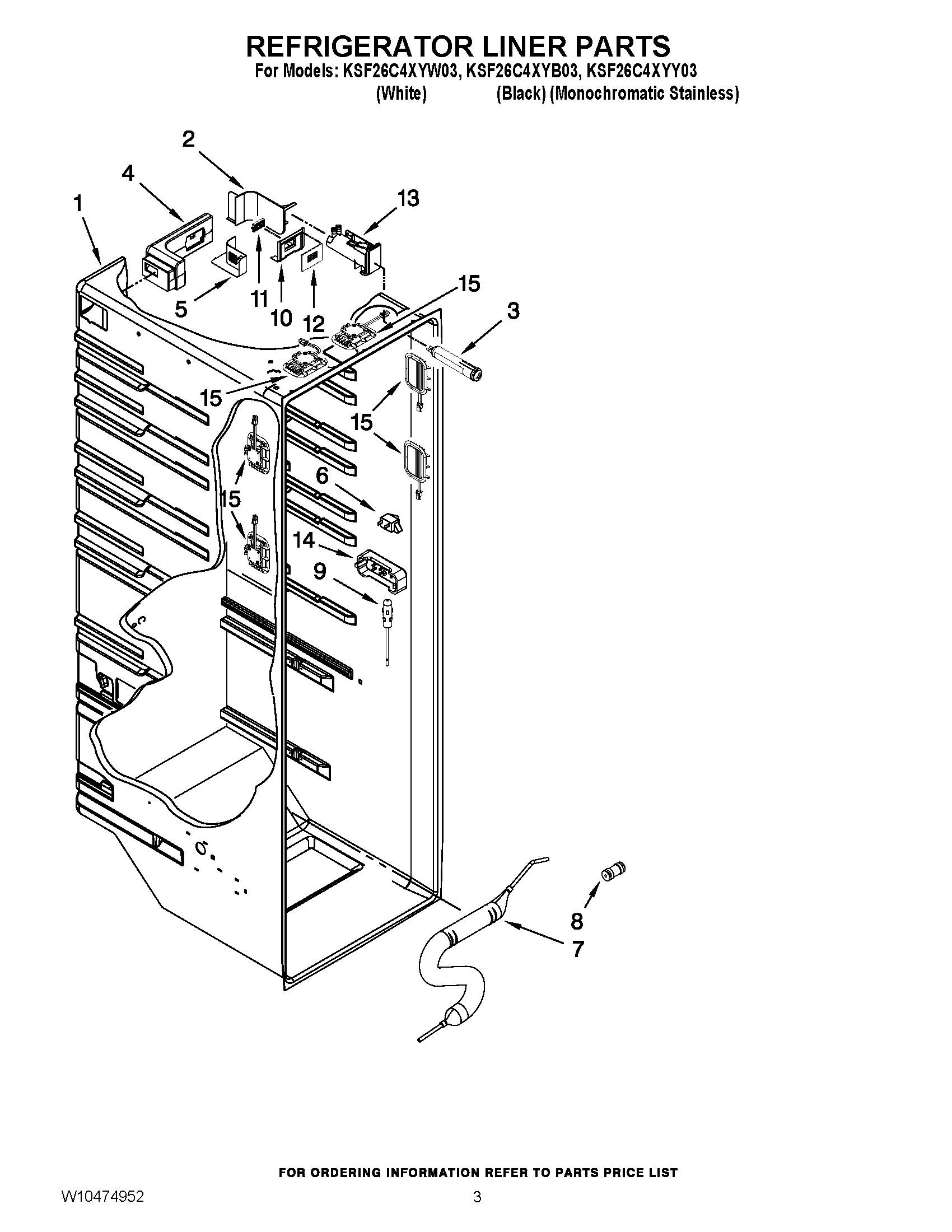 KSF26C4XYY03 | Refrigerator | Side By Side | Kitchenaid