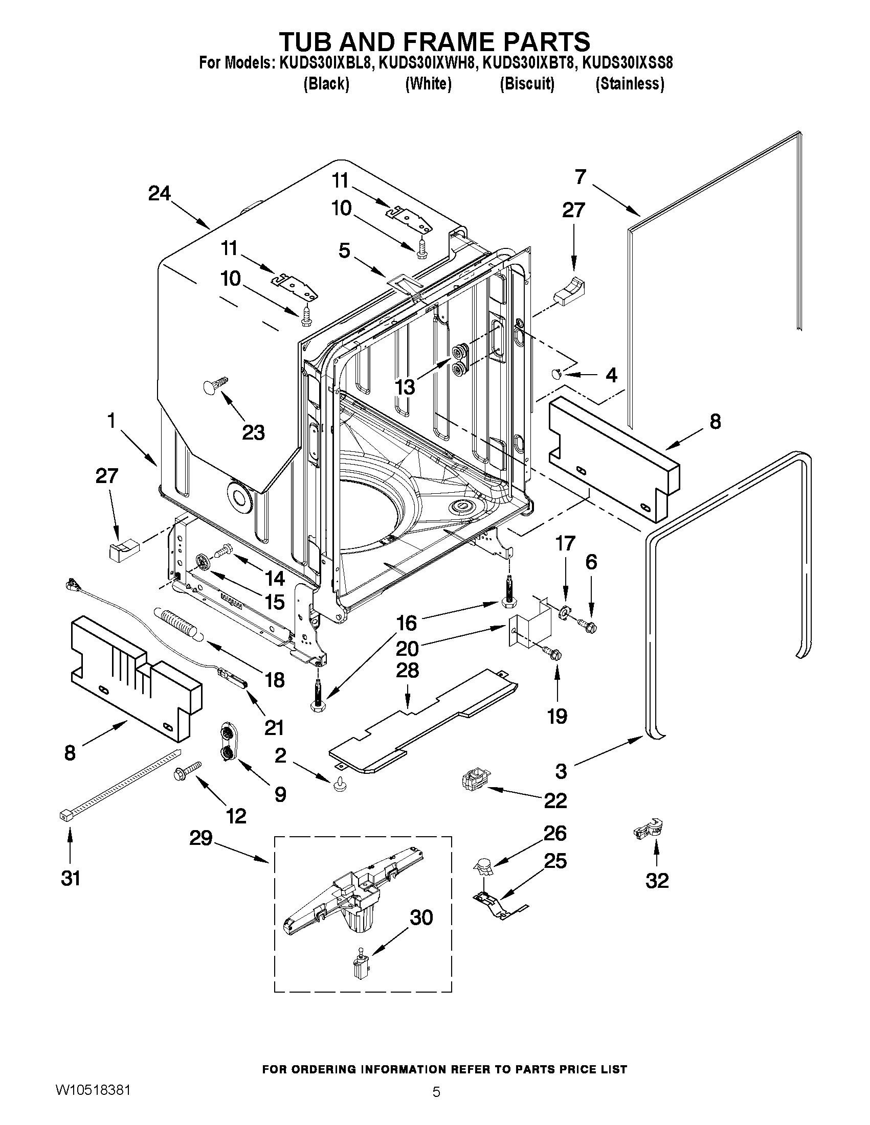 Kitchenaid hot sale dishwasher schematic