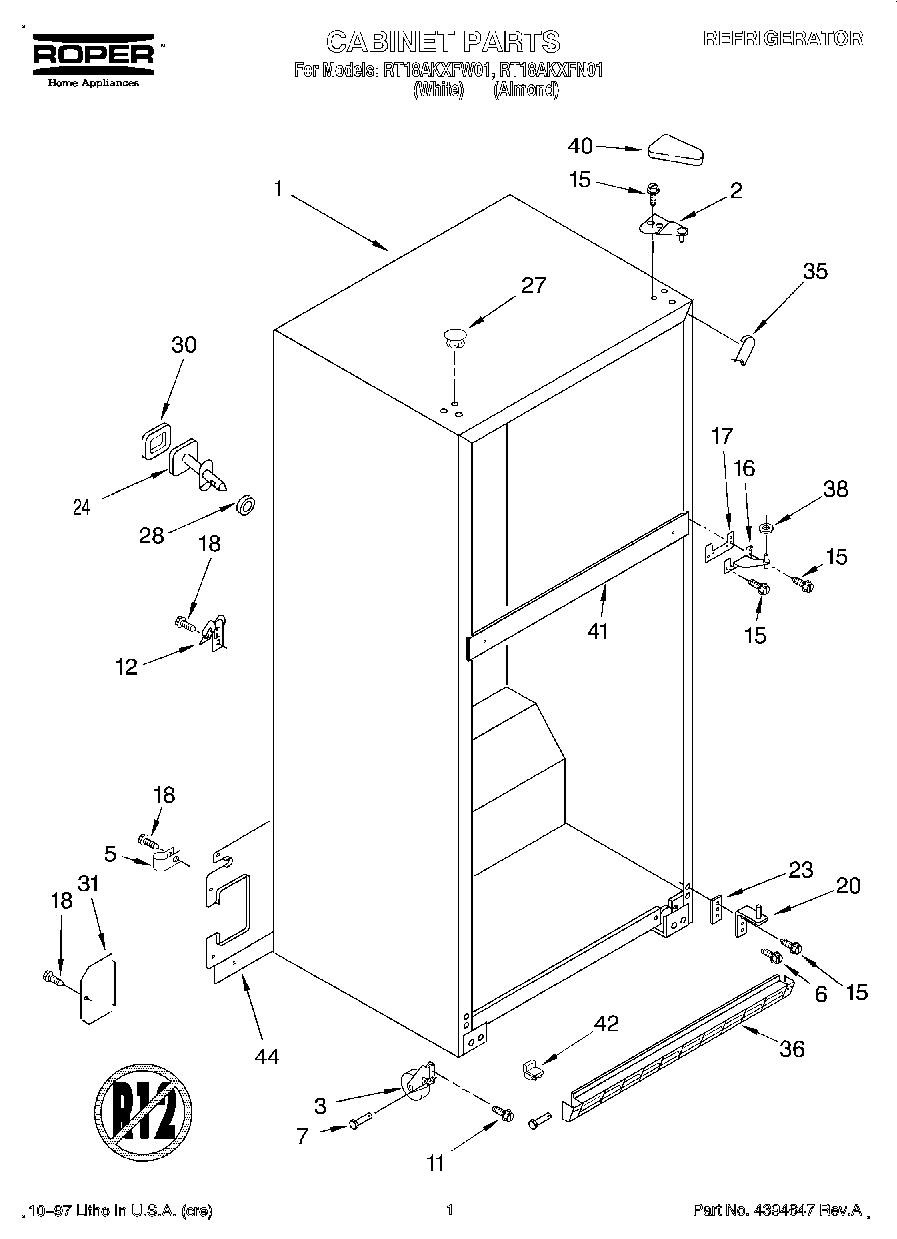 RT18AKXFW01 | Whirlpool Corporation | Appliance Parts